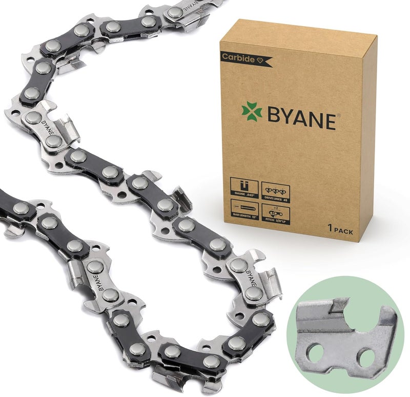 Byane سلسلة منشار دائري كربيد 12 بوصة، 3/8" LP Pitch، 043" Gauge، 45 وصلة دفع تناسب ديوالت 20V DCCS620، ميلووكي M18 FUEL، كوالت 1224، WG350/380، LCS1240 - DWO1DT612، R45 والمزيد - Image 1